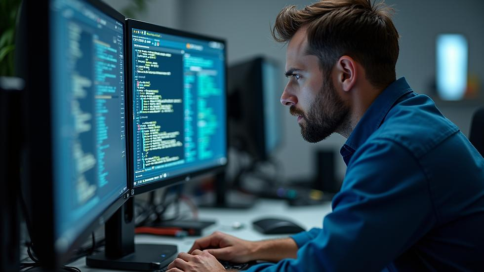 Database administrator performing database installation and configuration on a computer
