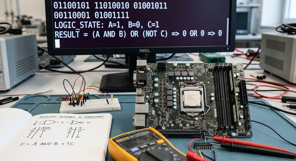 Boolean algebra and binary logic in digital computer systems