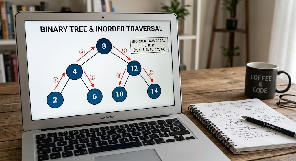 Recursion and Iteration in Algorithms: Differences, Examples, and Uses 4 Binary tree traversal diagram illustrating how recursive algorithms visit nodes in inorder sequence