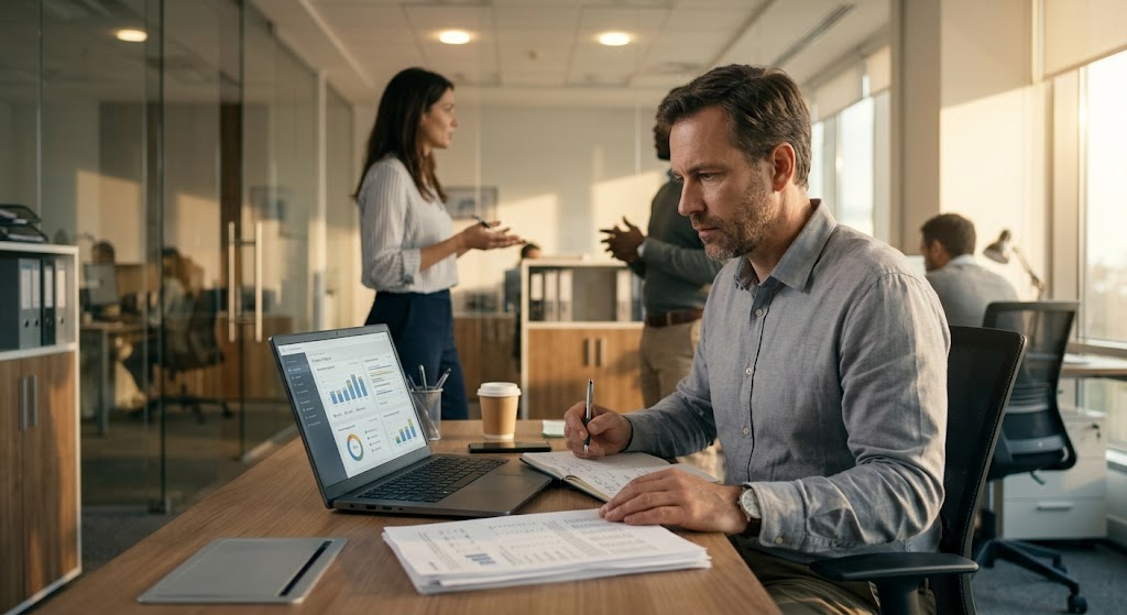 How Artificial Intelligence Is Changing Jobs and the Future of Work 3 Employee reviewing AI-generated information while applying human judgment at work