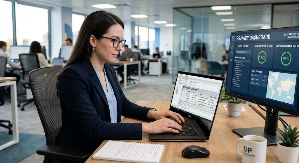 Data Mining Ethics, Data Privacy, and Security: Benefits, Risks, and Best Practices 2 Data privacy professional reviewing anonymized database records to protect personal information