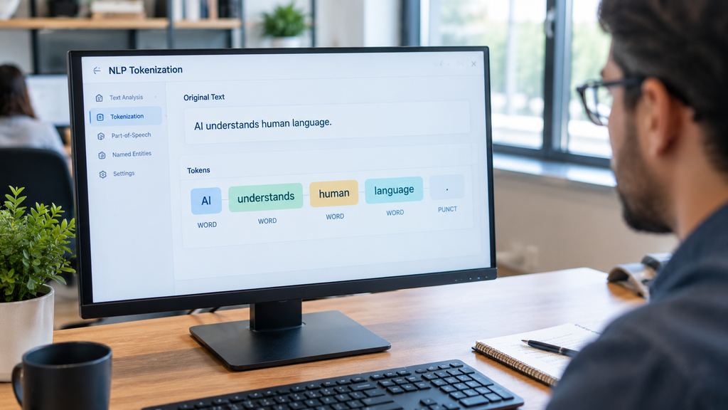 How Natural Language Processing Works: How AI Understands Human Language 2 Natural language processing tokenization interface dividing a sentence into individual words and smaller units.
