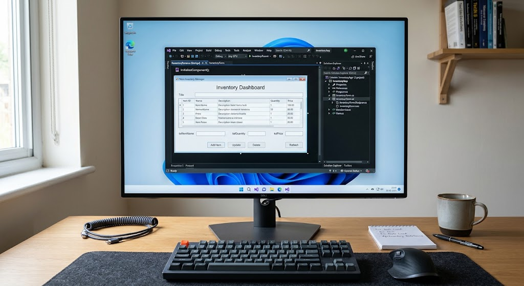WPF vs. WinUI 3 vs. Windows Forms: Which Framework Should Developers Choose? 2 Microsoft Visual Studio displaying a C# Windows Forms desktop application