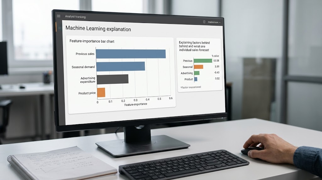 What Is Explainable AI? Understanding How Machine Learning Models Make Decisions 2 Machine learning dashboard illustrating feature importance and local explanations in an explainable AI system.