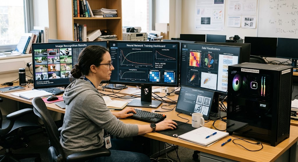 How GPU Computing Powers Artificial Intelligence and Deep Learning 4 AI research workstation using GPU computing for deep learning, image recognition, and generative AI applications.
