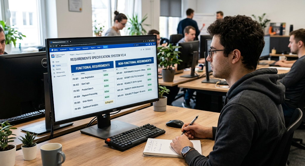 Functional and non-functional requirements in a software requirements document