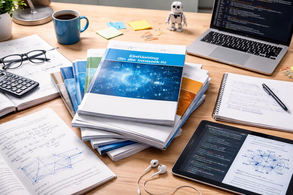 How to Write Clear and Professional Technical Reports 5 Technical books and laptop representing research and references for a professional technical report.