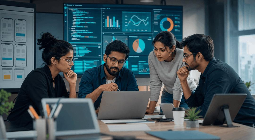 IT professionals identifying technology problems and discussing a proposed project solution.