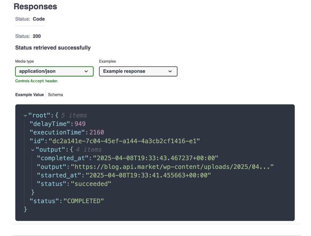 Best Practices for Writing API Documentation Developers Can Understand 4 Example API response in JSON format with a 200 OK status code.
