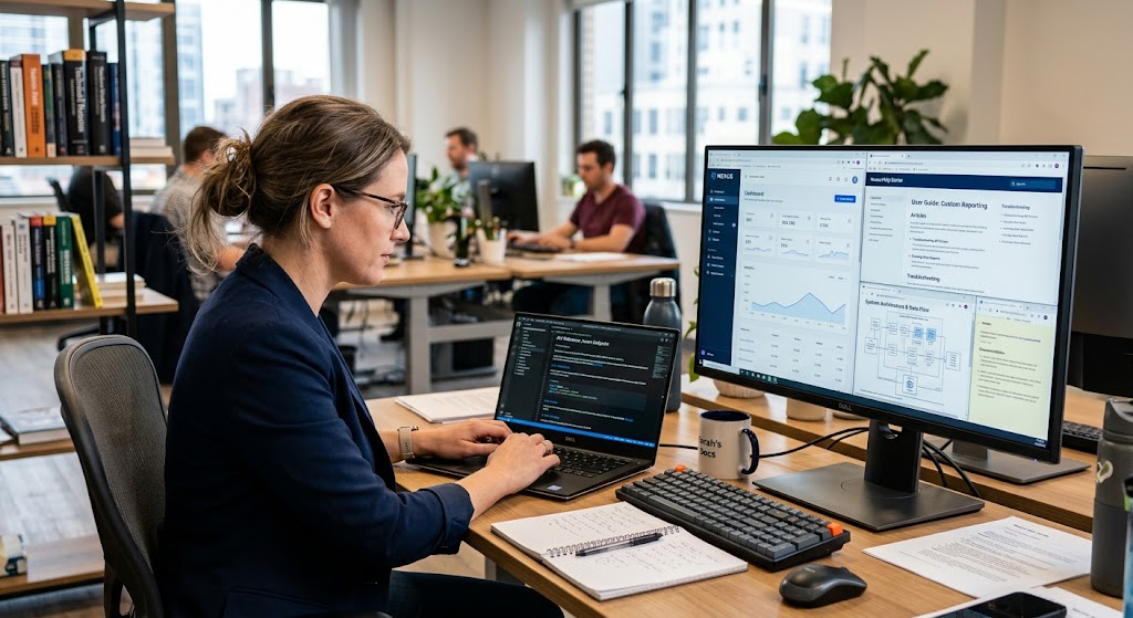 Technical writer creating software documentation and user support guides
