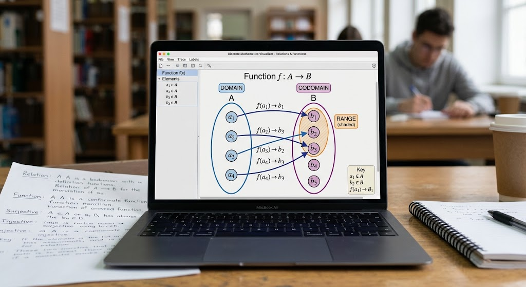 Relation and function mapping between domain and codomain