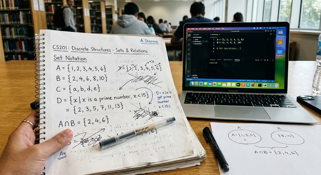 Set notation and elements in discrete mathematics