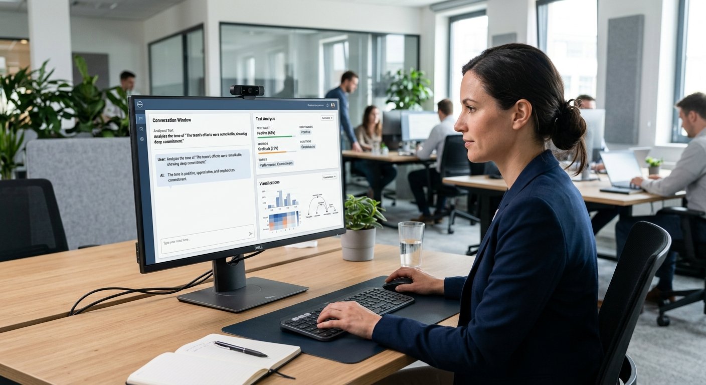 The Future of Natural Language Processing: Generative AI, Large Language Models, and Beyond 2 Artificial intelligence system processing human language on a computer screen
